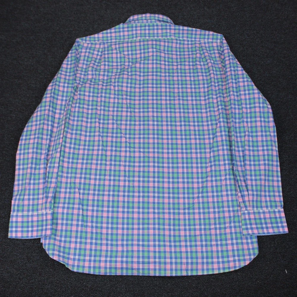 Polo Ralph Lauren Button Down Shirt Mens Large Blue Green Pink Plaid Stretch